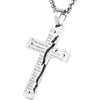 Men's Stainless Steel Pendant Necklace Cross Bible Lords Prayer-Necklaces-Innovato Design-Silver-Innovato Design