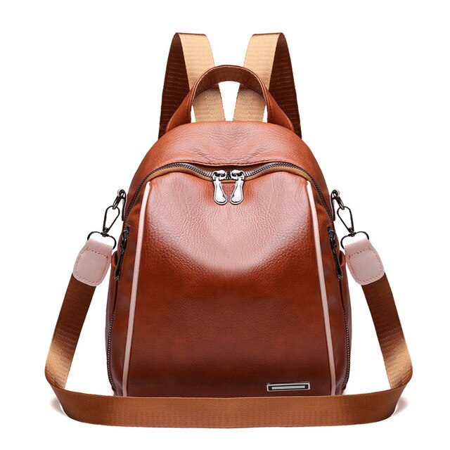 Luxury PU Leather Shell Bag, Travel Bag and Backpack-Backpacks-Innovato Design-Brown-Innovato Design