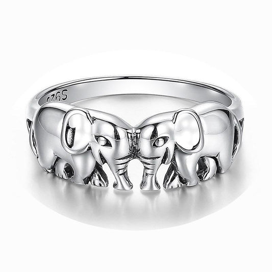 Fine Auspicious Elephant 925 Sterling Silver Thai Charm Ring-Rings-Innovato Design-6-Innovato Design