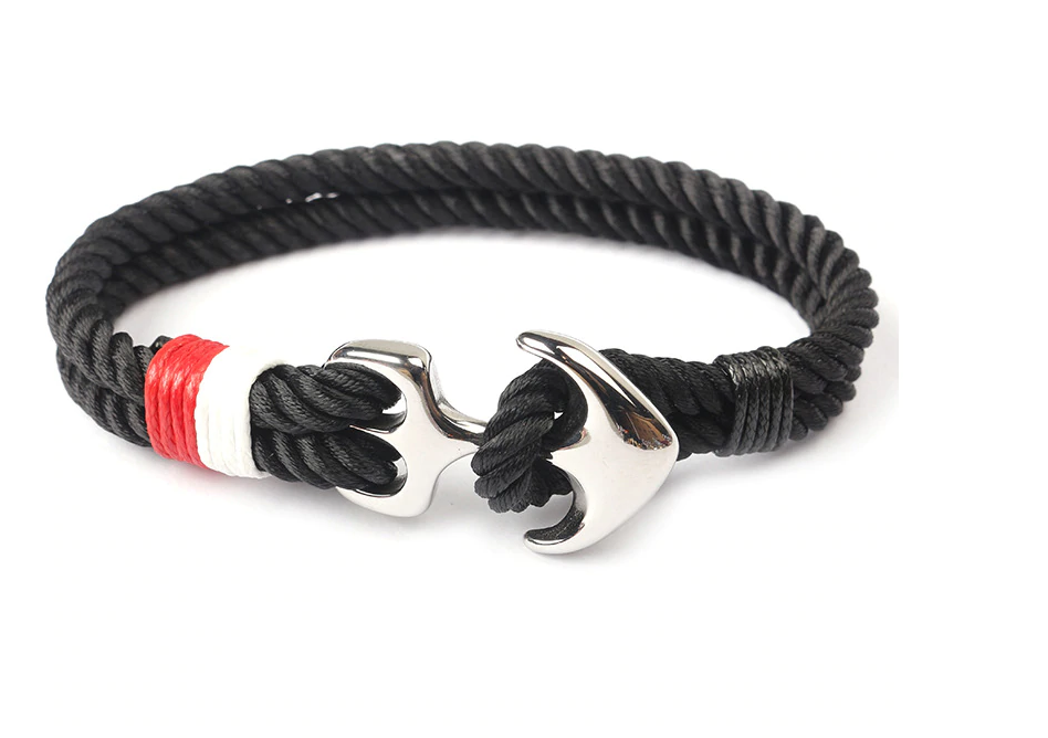 Men Women Rope Bracelet Infinity Anchor Charm Multicolored Friendship-Bracelets-Innovato Design-Black-Innovato Design