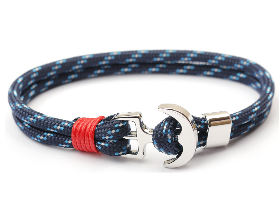 Men Women Rope Bracelet Infinity Anchor Charm Multicolored Friendship-Bracelets-Innovato Design-Blue Black-Innovato Design