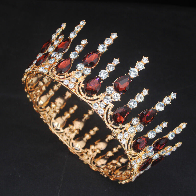Multi-crystal Silver Queen Wedding Crown Tiaras-Crowns-Innovato Design-Red-Innovato Design