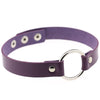 Women's Alloy Leather Necklace Glass Choker Collar Black Silver Tone Adjustable-Necklaces-Innovato Design-Purple-Innovato Design