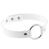 Women's Alloy Leather Necklace Glass Choker Collar Black Silver Tone Adjustable-Necklaces-Innovato Design-White-Innovato Design