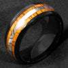 8mm Tungsten Carbide Black Ring with Koa Wood and Abalone Inlay-Rings-Innovato Design-6-Innovato Design