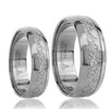 His & Her 6mm/8mm Meteorite Silver Tone Tungsten Wedding Bands-Ring-Innovato Design-5-5-Innovato Design
