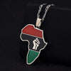 African Colored Map Pendant First Symbol Cuban Chain Necklace
