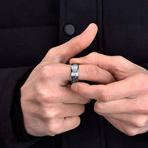 8mm Steampunk Gear Mechanical Blue Carbon Fiber Inlay Tungsten Wedding Ring-Rings-Innovato Design-6-Innovato Design