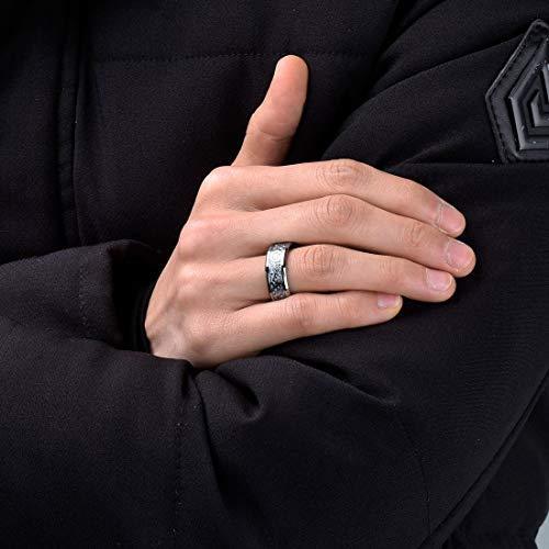 8mm Steampunk Gear Mechanical Blue Carbon Fiber Inlay Tungsten Wedding Ring-Rings-Innovato Design-6-Innovato Design