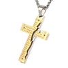 Men's Stainless Steel Pendant Necklace Cross Bible Lords Prayer-Necklaces-Innovato Design-Gold-Innovato Design