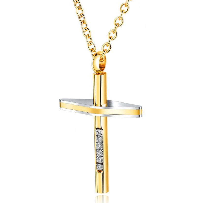 Titanium Steel Cubic Zirconia Cross Pendant Necklace - InnovatoDesign