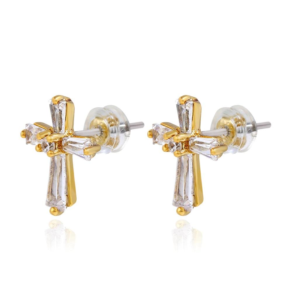 Believer Cross Hoop Earrings, Gold main image 0