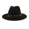 Wide Brim Felt Fedora Panama Hat with Leopard-printed Hatband-Hats-Innovato Design-Black-Innovato Design