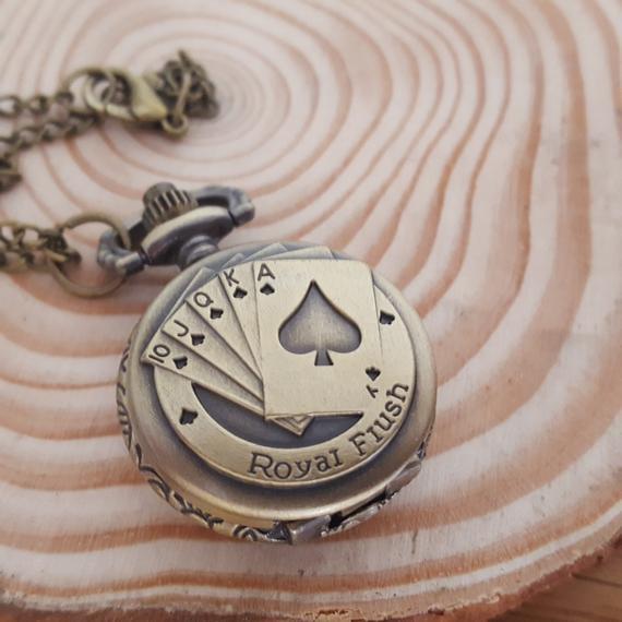 Bronze Coated Poker Pocket Watch with Royal Flush Exterior Case Design-Pocket Watch-Innovato Design-Innovato Design