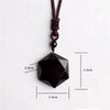 Cubic Hexagram Natural Black Obsidian Stone Necklace-Necklaces-Innovato Design-Innovato Design