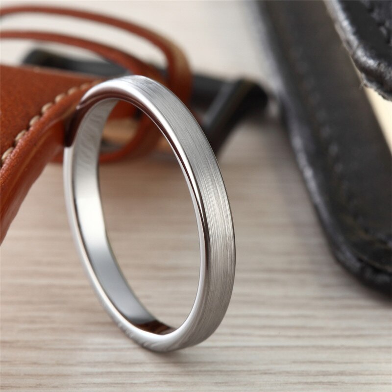 3mm Tungsten Carbide Ring Simple Style Thin Wedding Engagement Promise White Band High Polished-Rings-Innovato Design-5-Innovato Design