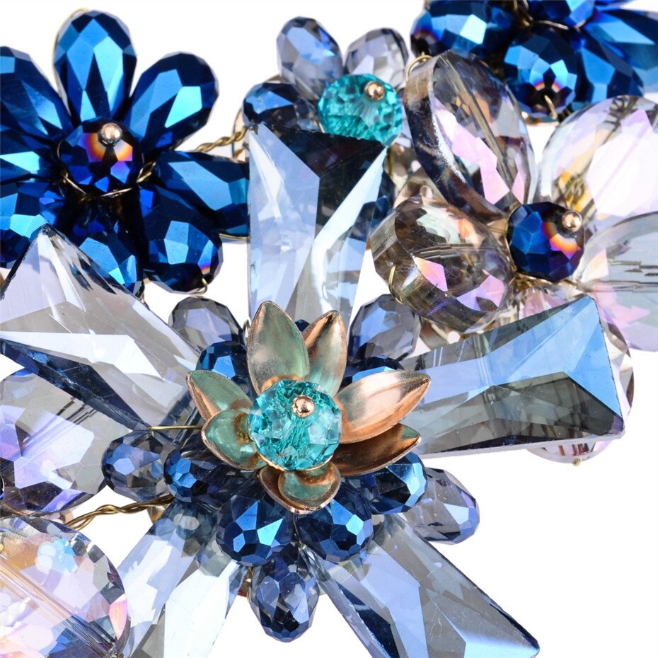 Fashion Charm Colorful Rhinestones Crystal Stone Flower Statement Bib Necklace-Necklaces-Innovato Design-Innovato Design