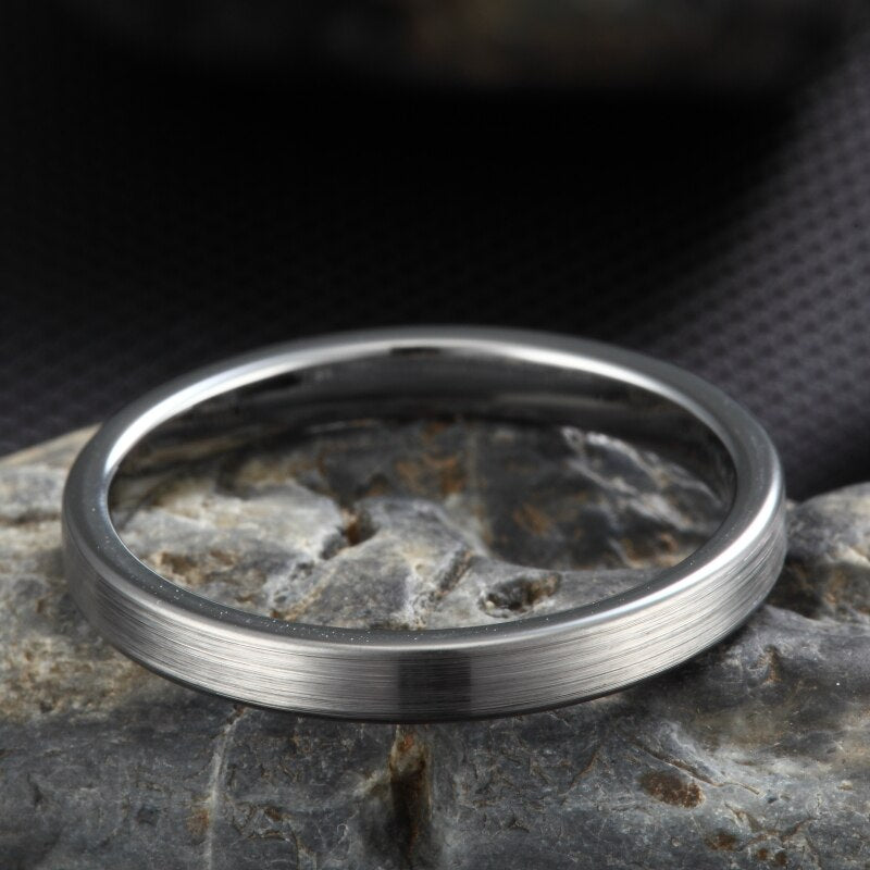3mm Tungsten Carbide Ring Simple Style Thin Wedding Engagement Promise White Band High Polished-Rings-Innovato Design-5-Innovato Design
