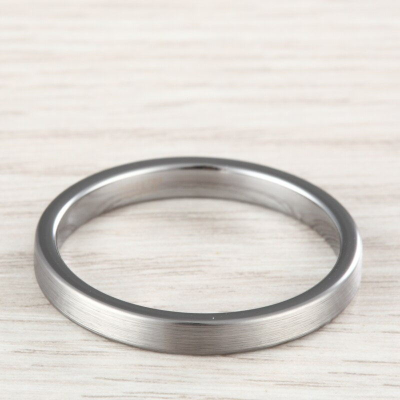 3mm Tungsten Carbide Ring Simple Style Thin Wedding Engagement Promise White Band High Polished-Rings-Innovato Design-5-Innovato Design