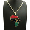 African Colored Map Pendant First Symbol Cuban Chain Necklace
