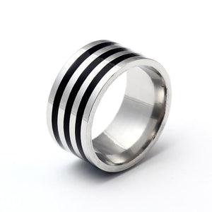 10mm Silver and Black Plated Titanium Vintage Ring-Rings-Innovato Design-7-Innovato Design