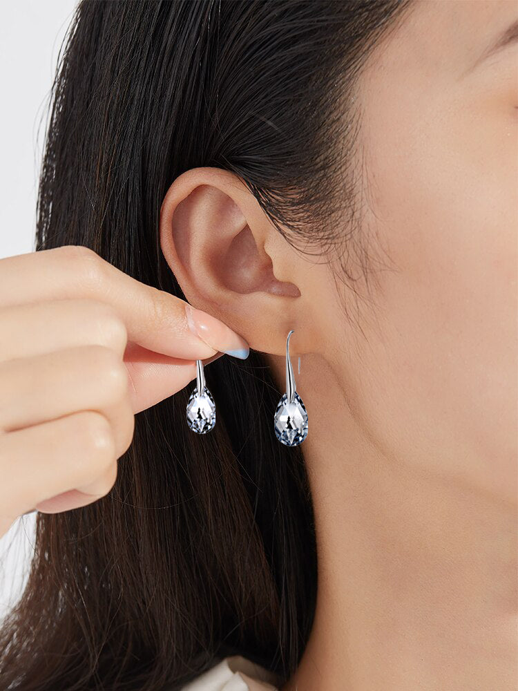 Black Austrian Crystal 925 Sterling Silver Vintage Stud Earrings-Earrings-Innovato Design-Innovato Design