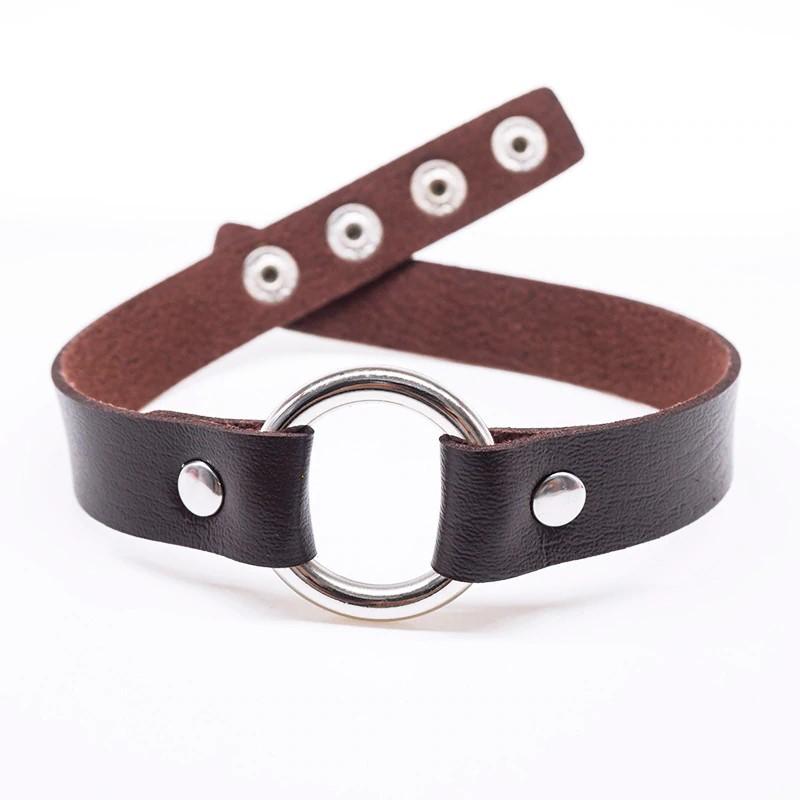 Women's Alloy Leather Necklace Glass Choker Collar Black Silver Tone Adjustable-Necklaces-Innovato Design-Red-Innovato Design