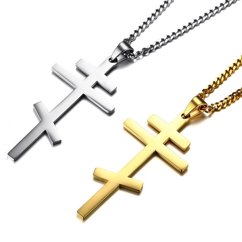 Simple Orthodox Cross Pendant with Chain Necklace-Necklaces-Innovato Design-Gold-Innovato Design