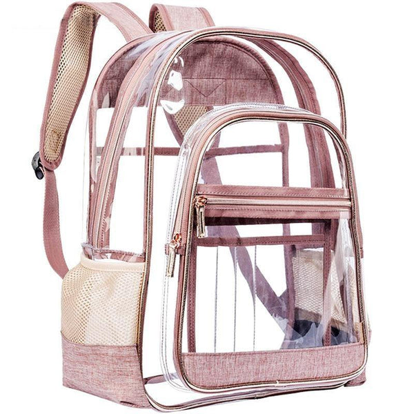 Large Transparent Waterproof School Backpack-clear backpack-Innovato Design-Pink-Innovato Design