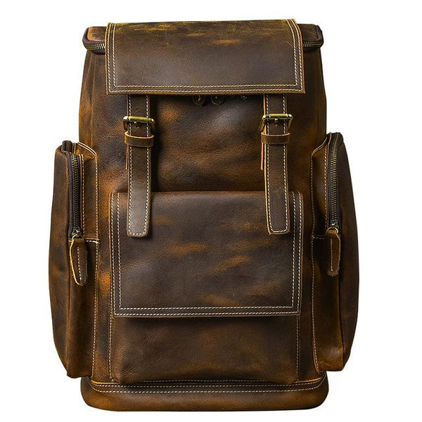 Retro Brown Leather Travel Backpack 36 to 55 Litre for Men – Innovato ...