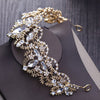 Baroque Light Gold, Crystal and Rhinestone Tiara, Necklace & Earrings Wedding Jewelry Set-Jewelry Sets-Innovato Design-Innovato Design