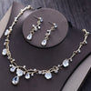 Baroque Light Gold, Crystal and Rhinestone Tiara, Necklace & Earrings Wedding Jewelry Set-Jewelry Sets-Innovato Design-Innovato Design