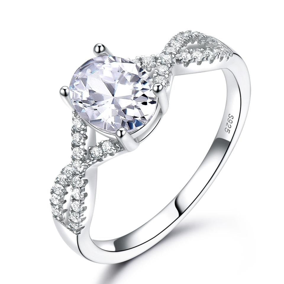 Oval Cut Cubic Zirconia 925 Sterling Silver Romantic Engagement Ring ...