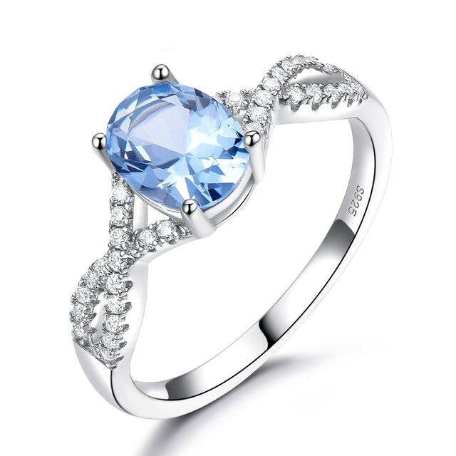 Oval Cut Cubic Zirconia 925 Sterling Silver Romantic Engagement Ring-Rings-Innovato Design-5-Sky Blue-Innovato Design