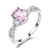 Oval Cut Cubic Zirconia 925 Sterling Silver Romantic Engagement Ring-Rings-Innovato Design-5-Pink-Innovato Design
