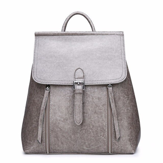 Vintage Luxury Designer Leather School Bag and Backpack-Backpacks-Innovato Design-Gray-Innovato Design