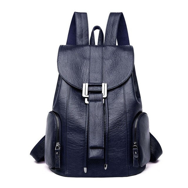 Casual Leather School Bag and Travel Backpack-Backpacks-Innovato Design-Blue-Innovato Design