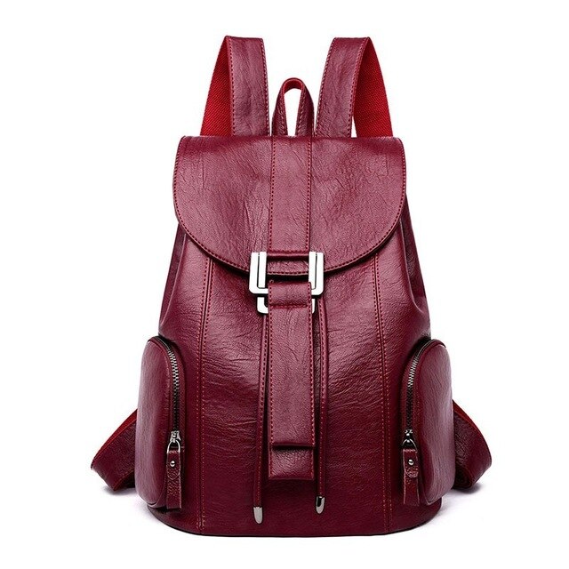 Casual Leather School Bag and Travel Backpack-Backpacks-Innovato Design-Red-Innovato Design
