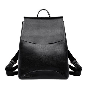 Large Capacity Vintage Leather School Bag and Travel Backpack-Backpacks-Innovato Design-Black-Innovato Design
