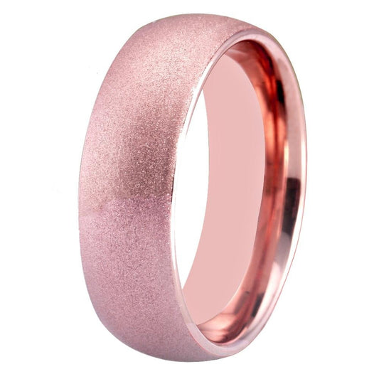 Classic Rose Golden Sandblasted Tungsten Carbide Wedding Band-Rings-Innovato Design-6-Innovato Design