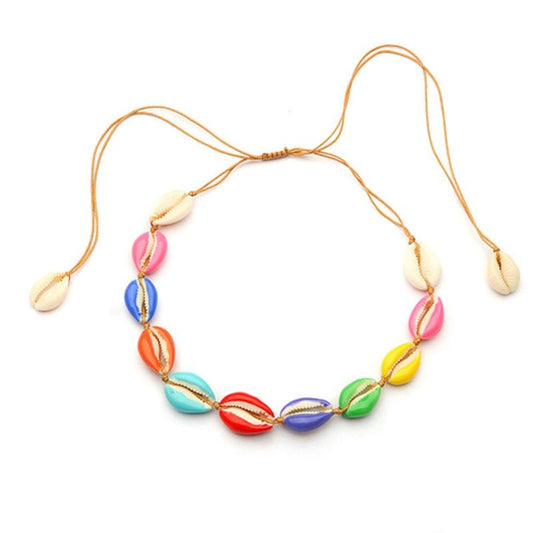 Colorful Puka Shell Adjustable Rope Choker Necklace-Necklaces-Innovato Design-Innovato Design