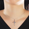 Sterling Silver Rose Stem Cross Pendant and Necklace - InnovatoDesign