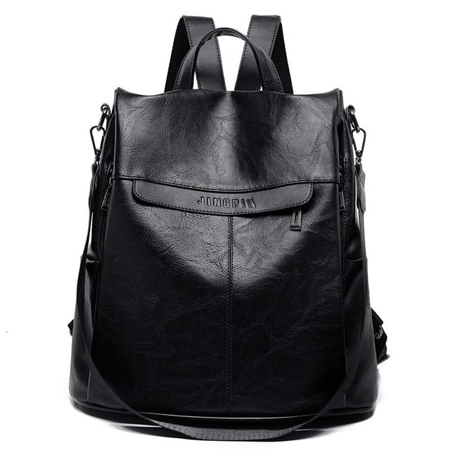 PU Leather School Bag and Backpack-Backpacks-Innovato Design-Black-Innovato Design