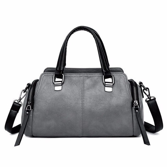 Luxury Vintage Casual Leather Tote Bag, Shoulder Bag and Handbag-Handbags-Innovato Design-Gray-Innovato Design