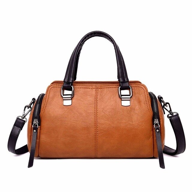 Luxury Vintage Casual Leather Tote Bag, Shoulder Bag and Handbag-Handbags-Innovato Design-Brown-Innovato Design