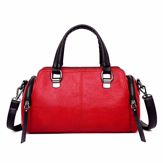 Luxury Vintage Casual Leather Tote Bag, Shoulder Bag and Handbag-Handbags-Innovato Design-Red-Innovato Design