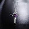 Angelic Sterling Silver Winged Crystal Heart Cross Pendant Necklace - InnovatoDesign