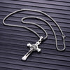 Silver & Black Stainless Steel Christian Pendant Necklace for Men - InnovatoDesign