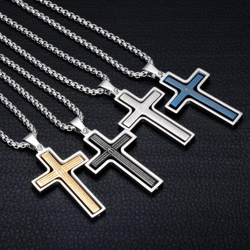 Two Tone Stainless Steel Cross Christian Pendant Necklace-Necklaces-Innovato Design-Gold-24inch-Innovato Design