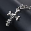 Silver Titanium Double Skull Bone Cross Pendant Necklace-Necklaces-Innovato Design-Innovato Design